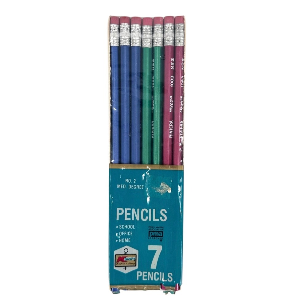 Vintage Kmart Riviera No 2 Pencils 7 Pack Reliance 1083 USA New Old Stock